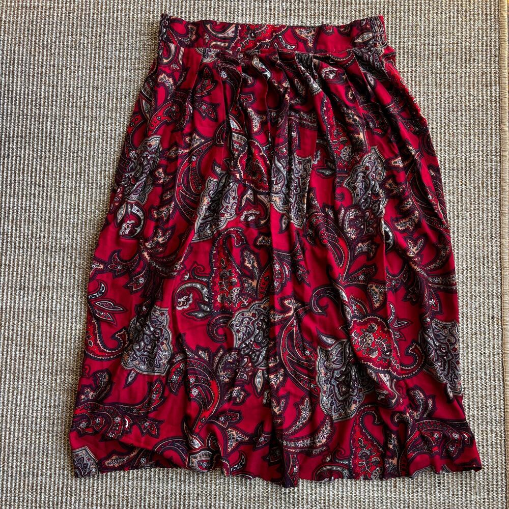 Vintage Women's Kathie Lee Paisley Skirt with Elastic Waist See Measurements